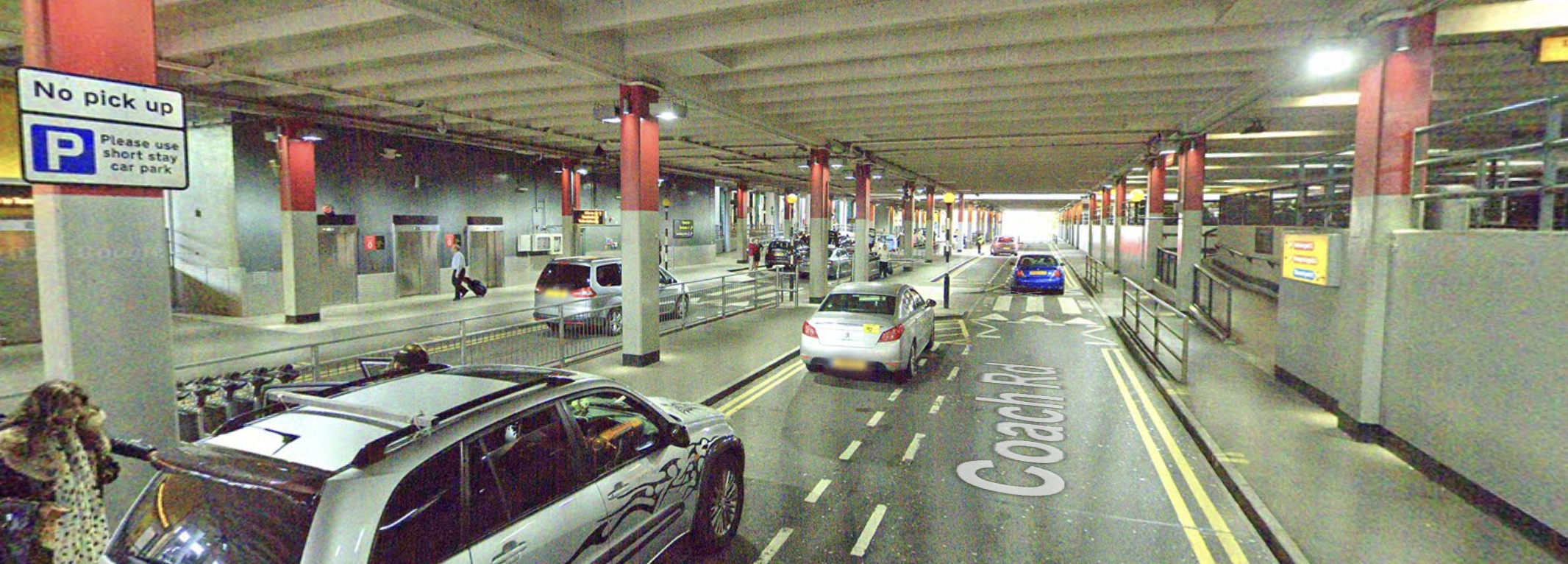 Gatwick Airport terminal passenger drop-off zone for North Terminal and South Terminal departures