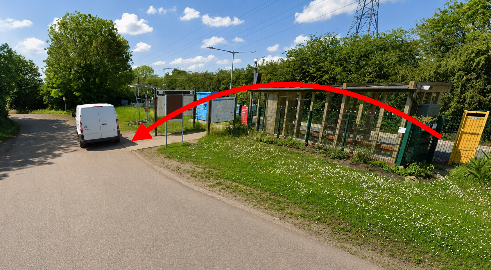 Battlesbridge Railway Station pickup and drop-off area near the station waiting shelter