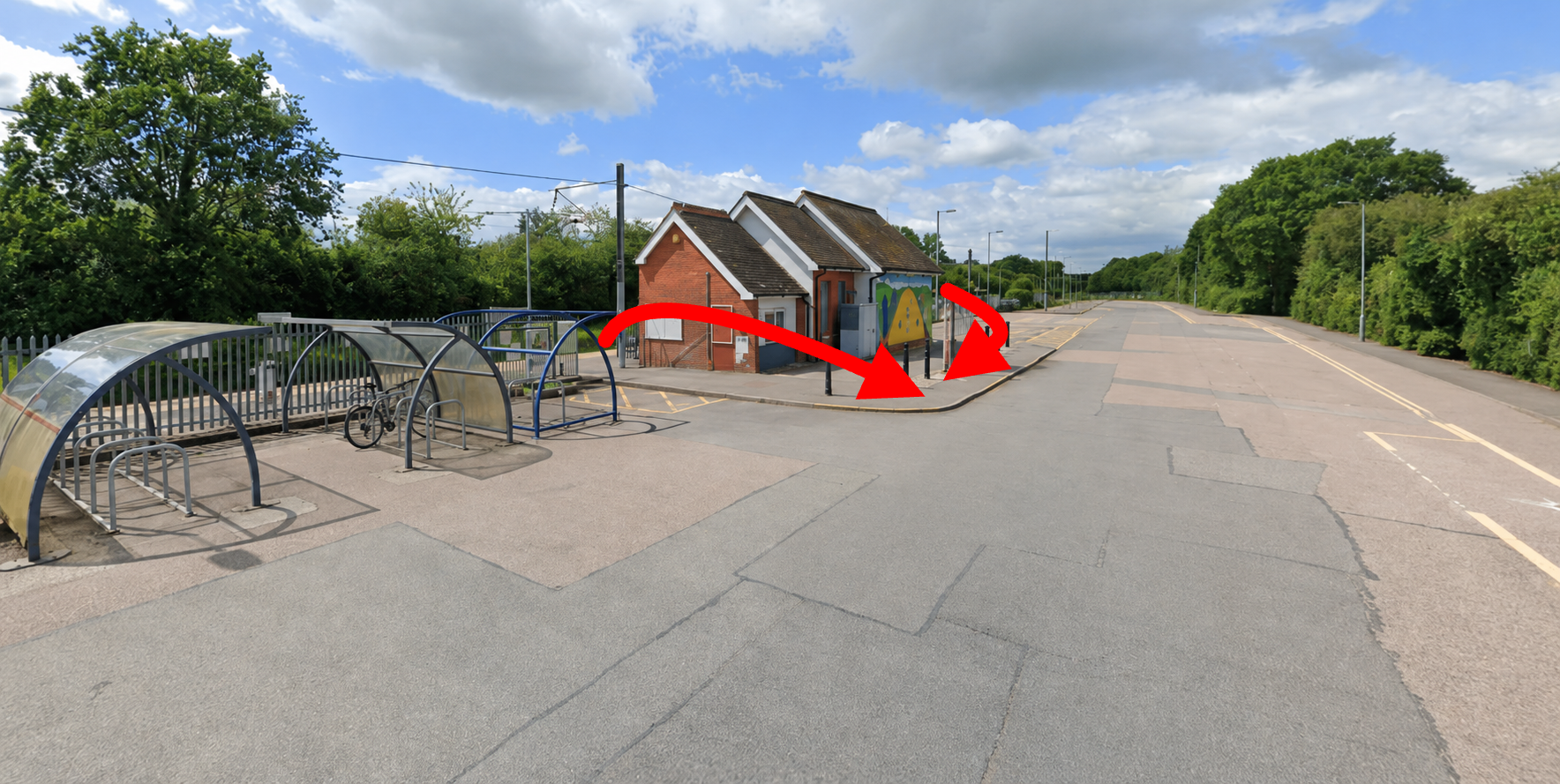 South Woodham Ferrers Railway Station pickup and drop-off area by the station car park and cycle shelters