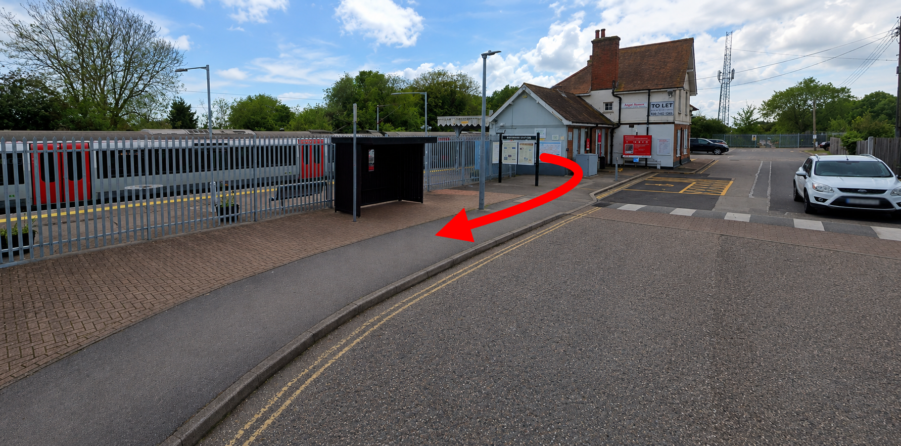 Southminster Railway Station pickup and drop-off area near Tattersalls Chase